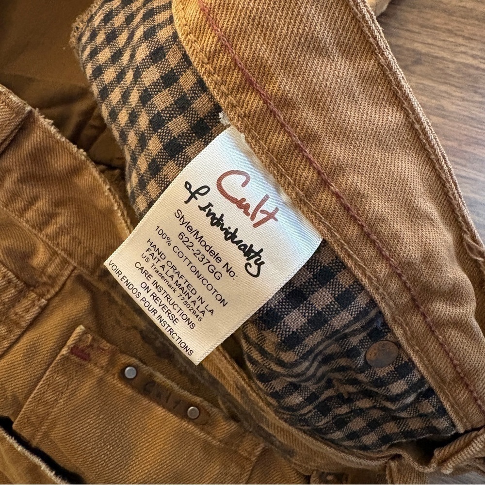❤️ Cult of Individuality Brown Jeans with Paint Splat Black Details 38 - Picture 5 of 12